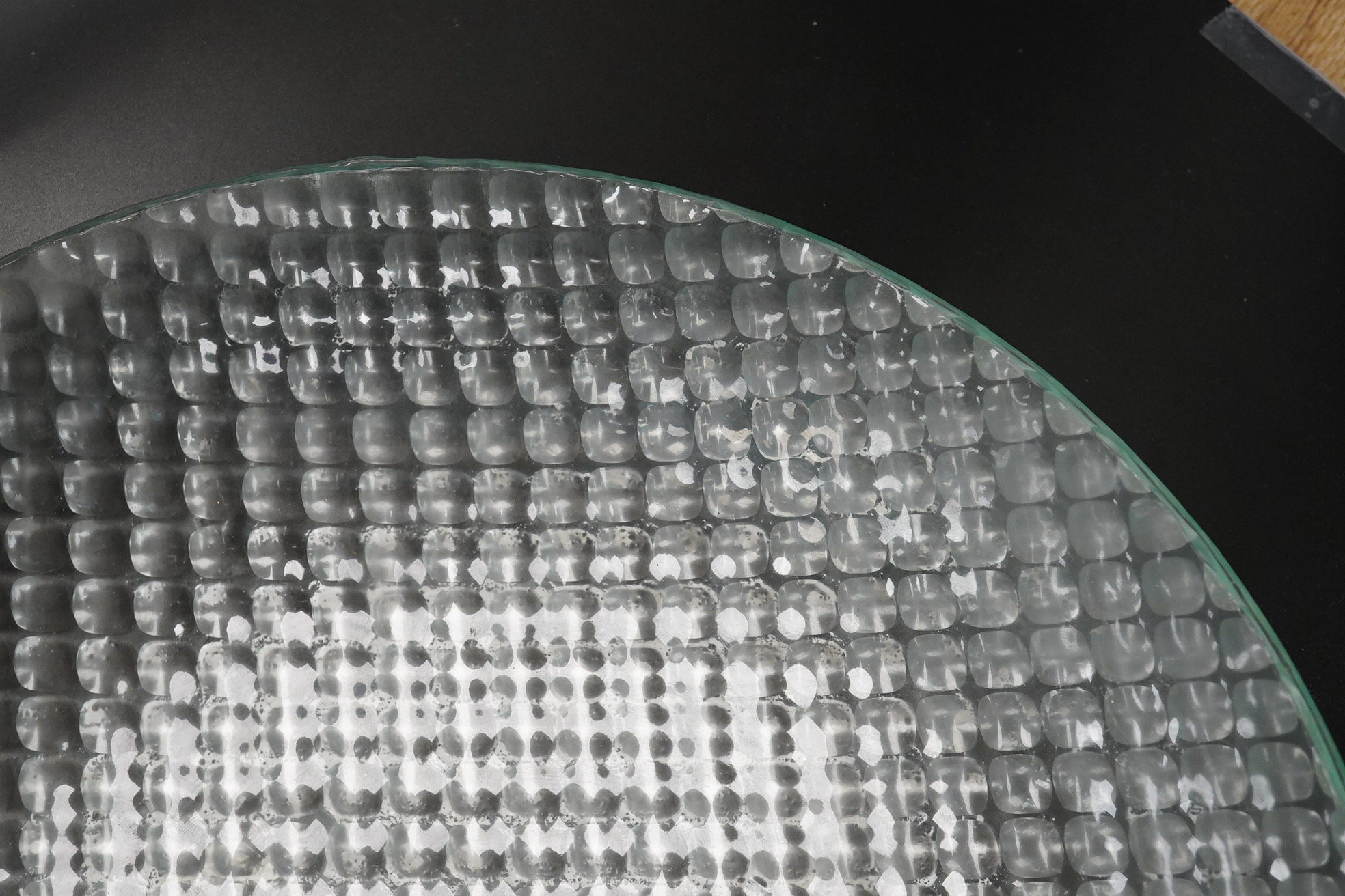 A Mary Canny clear art glass ‘Bubble dish’ 35.5 cm diameter